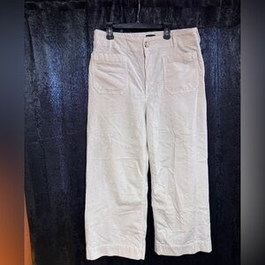 Beige Wide-Leg Corduroy Pants